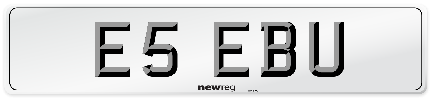 E5 EBU Number Plate from New Reg